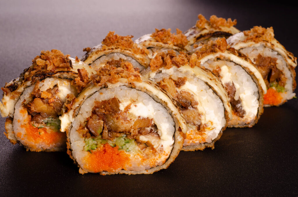 Рол Філадельфія з копченим окунем у темпурі у Харкові